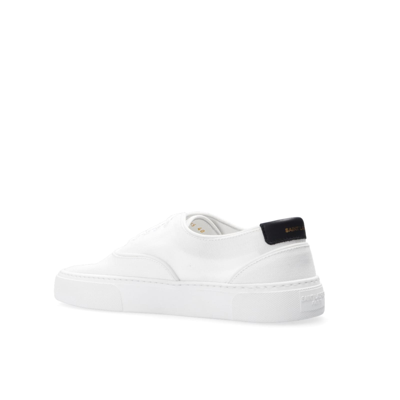 Shop Saint Laurent Logo Canvas Sneakers In White