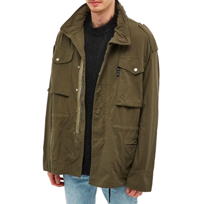 Shop Off-white Off White Checker Field Jacket In Green
