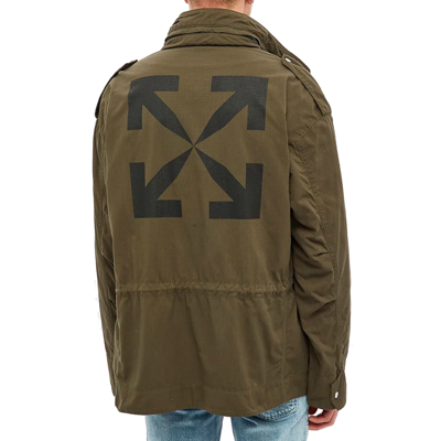 Shop Off-white Off White Checker Field Jacket In Green
