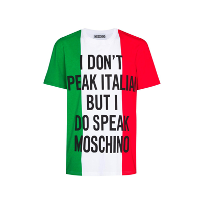 Moschino Multicolor Italian Slogan T-shirt In Multicoloured | ModeSens