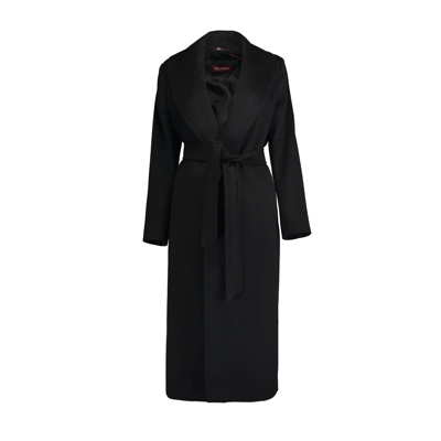 Shop Max Mara Studio 3lorian Wool Wrap Coat In Black