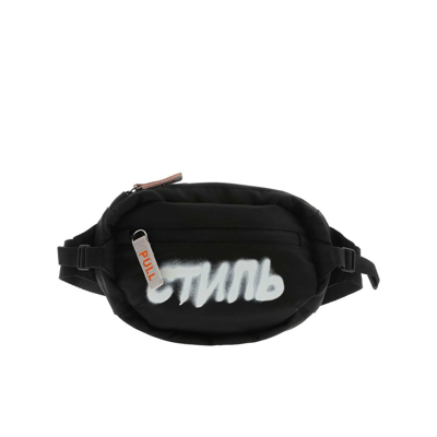 Shop Heron Preston Cyrillic Script Logo Belt Bag In Black