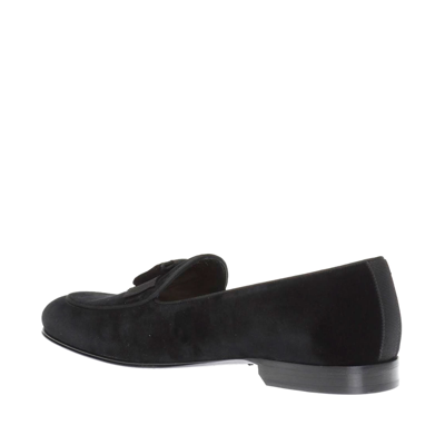 Shop Dolce & Gabbana Gg Velvet Loafers In Black