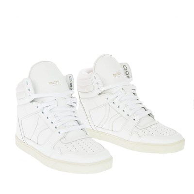 Shop Celine High Top Sneakers In White