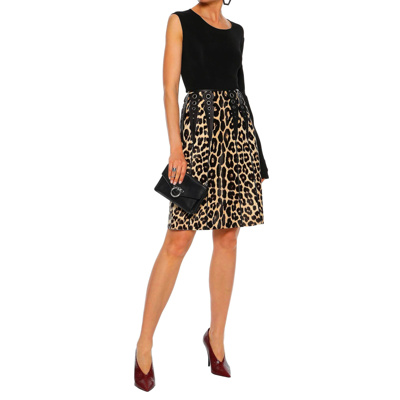 Shop Bottega Veneta Leopard Print Calf Hair Skirt In Brown
