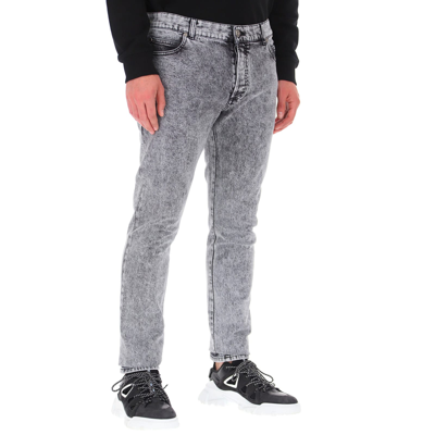 Shop Balmain Skinny Jeans In Gray