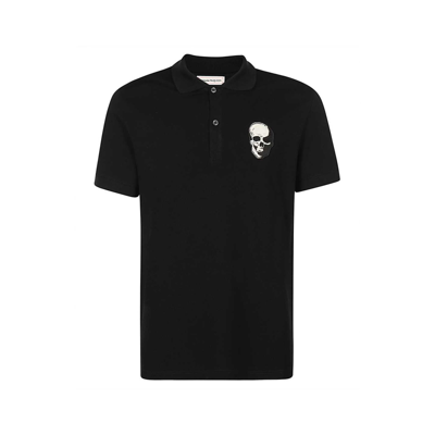 Shop Alexander Mcqueen Skull Patch Polo T-shirt In Black