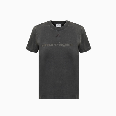 Shop Courrèges Courreges Cotton T-shirt In Grey