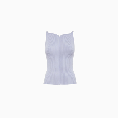 Shop Courrèges Courreges Rib Kni Swallow Top In Dark Lilac