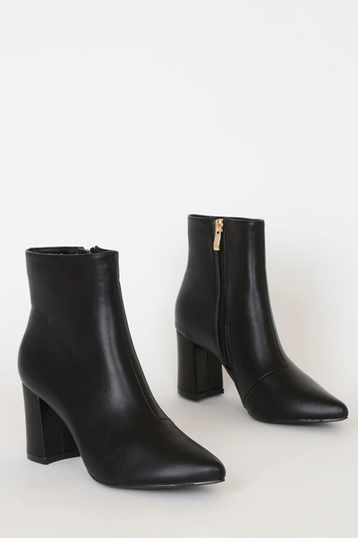 Lulus Sarai Black Pointed-toe Ankle Booties In Black