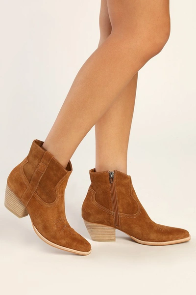 Shop Dolce Vita Silma Dark Brown Genuine Suede Leather Ankle Booties