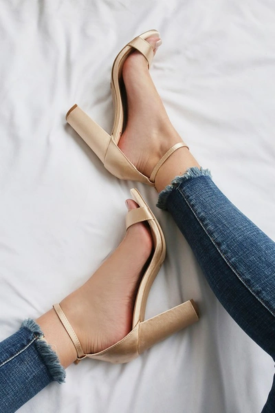 Shop Lulus Taylor Champagne Satin Ankle Strap Heels