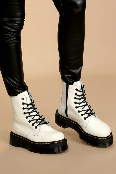 Shop Dr. Martens' Jadon White Leather 8-eye Platform Boot
