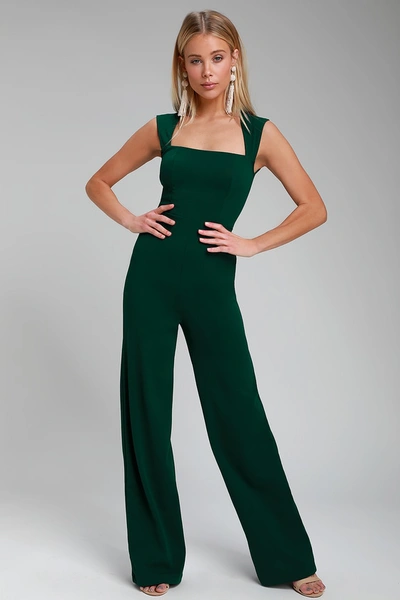 Lulus Enticing Endeavors Emerald Green Jumpsuit In Emerald Green