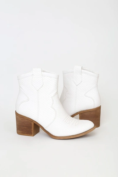 Shop Dirty Laundry Unite White Snake Ankle Booties