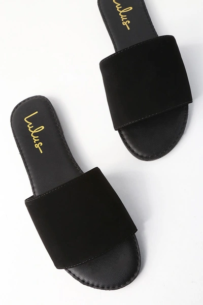 Shop Lulus Addison Black Nubuck Slide Sandals