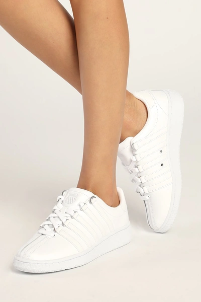 Shop K-swiss Classic Vn White Leather Lace-up Sneakers