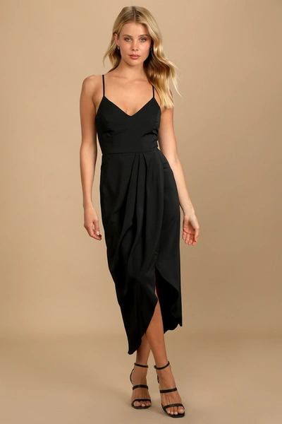 Shop Lulus Reinette Black Midi Dress