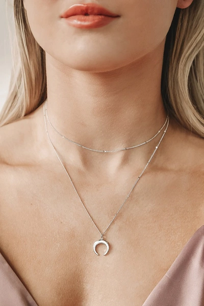 LULUS HOPEFUL MOMENTS SILVER MOON LAYERED NECKLACE 