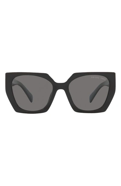 Shop Prada 54mm Polarized Irregular Sunglasses In Black
