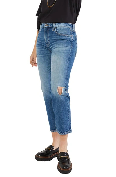 Shop Etica Rae Ripped Crop Straight Leg Jeans In Blue Creek