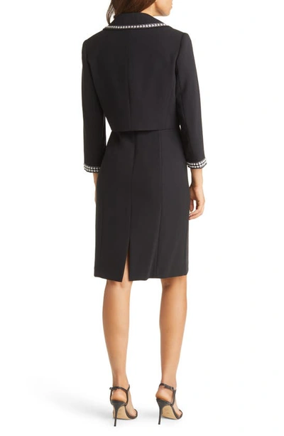 Tahari Asl Beaded Dress Suit In Black