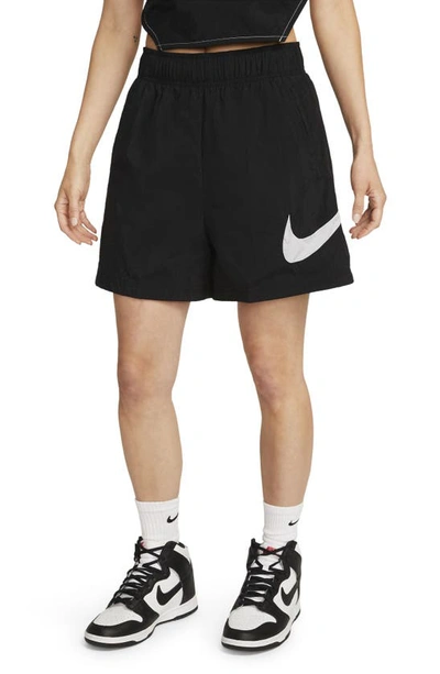 Shop Nike Sportswear Essential Woven Shorts In Black/ White