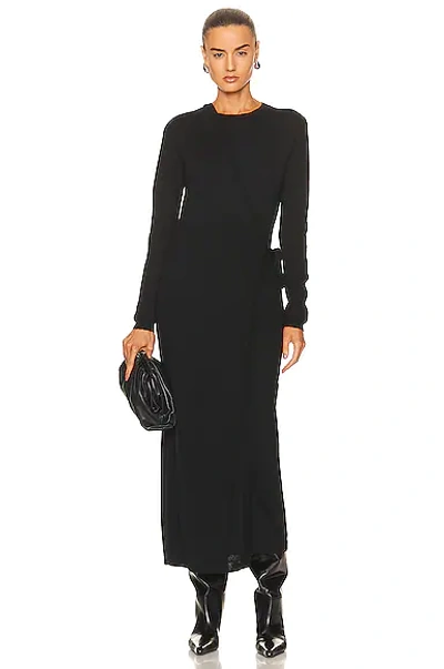 Shop Totême Knitted Merino Wrap Dress In Black