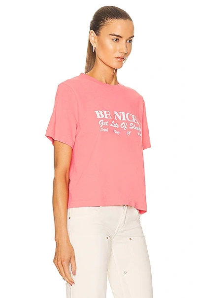 Shop Sporty And Rich Be Nice Cropped T-shirt In Strawberry & White