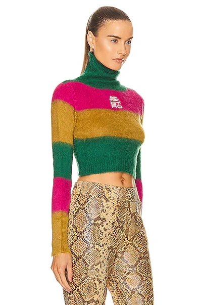 Shop Etro Long Sleeve Striped Turtleneck In Multicolor
