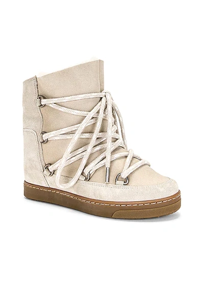 Shop Isabel Marant Nowles Shearling Boot In Beige
