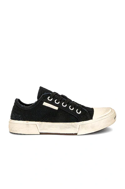 Balenciaga Paris Canvas Low-top Sneakers In Black & White