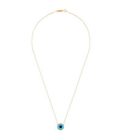Shop Jennifer Meyer Yellow Gold, Turquoise And Lapis Lazuli Mini Evil Eye Necklace