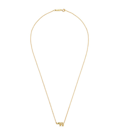 Shop Jennifer Meyer Yellow Gold, Diamond And Emerald Mini Elephant Necklace