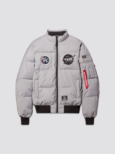 Alpha Industries Man On The Moon Ma-1 Reflective Quilted Bomber Jacket In  Silver | ModeSens