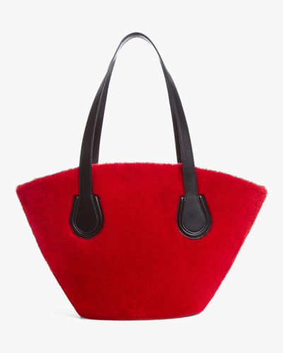 Shop Mark Cross Arc Shearling Tote In Mc Red
