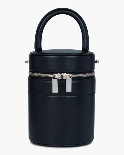 Shop Marina Raphael Leah Bucket Bag In Black Saffiano