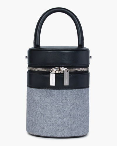 Shop Marina Raphael Leah Bucket Bag In Grey Lana