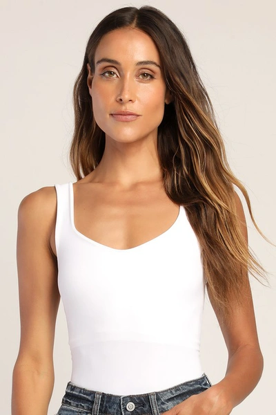 Shop Free People Clean Lines White Sleeveless Bodysuit