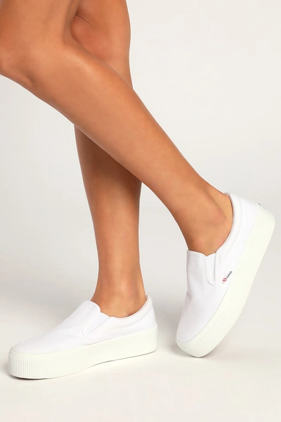 Shop Superga 2306 Cotu White Canvas Slip- On Sneakers