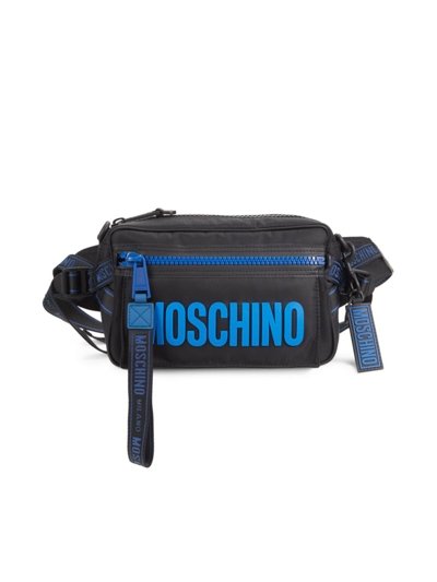Shop Moschino Couture Logo Belt Bag In Black Blue