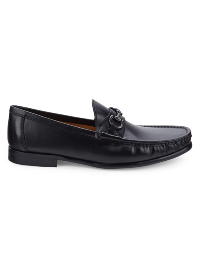 Shop Massimo Matteo Men's Moc Toe Leather Bit Loafers In Black