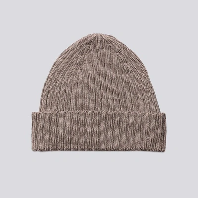 Shop Asket The Ribbed Wool Beanie Brown Melange