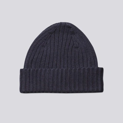 Shop Asket The Ribbed Wool Beanie Dark Navy