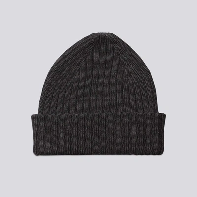 Asket The Ribbed Wool Beanie Black In Black