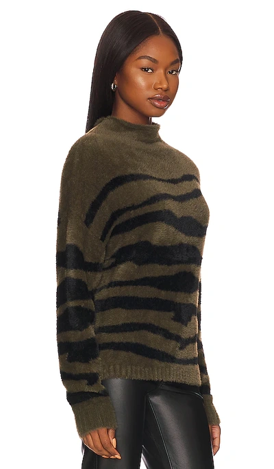Shop Bella Dahl Mock Neck Sweater In Jasper Green Zebra