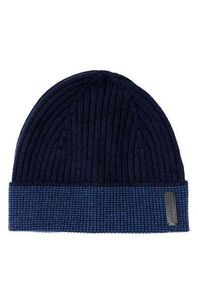 Shop Bruno Magli Cashmere Rib Beanie In Navy