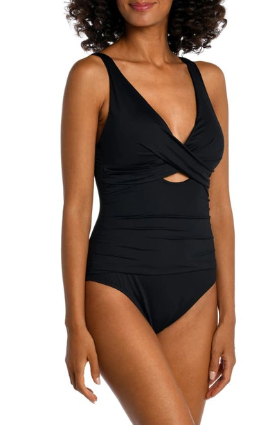 Shop La Blanca Cross Front Keyhole Cutout One-piece Swimsuit In Black