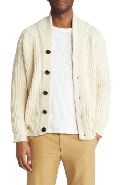 Shop Peregrinewear Wilkinson Shawl Collar Wool Cardigan In Cream