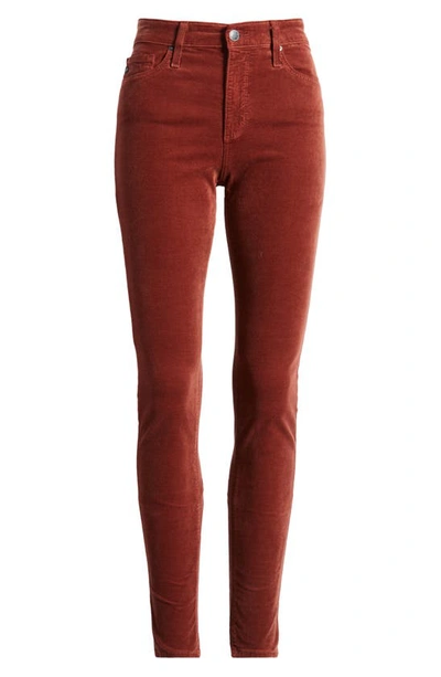 Shop Ag The Farrah High Waist Velvet Jeans In Dark Sangria